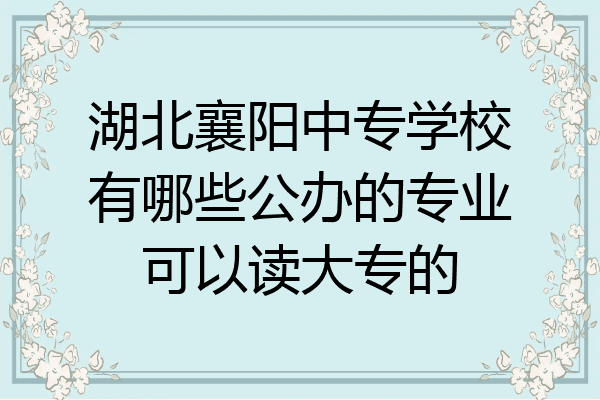 湖北襄阳中专学校有哪些公办的专业可以读大专的