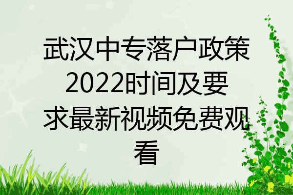 武汉中专落户政策2022时间及要求最新视频免费观看