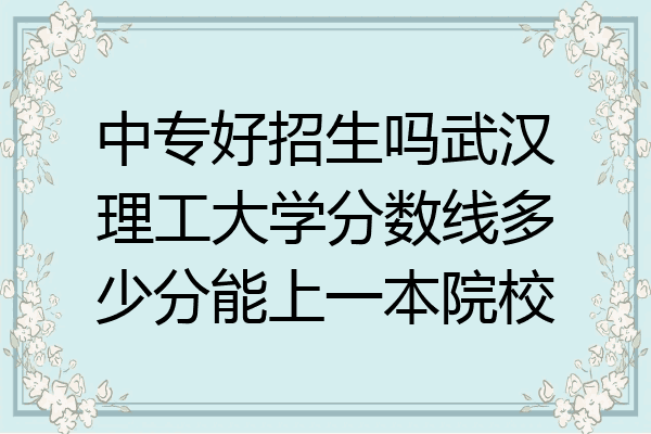中专好招生吗武汉理工大学分数线多少分能上一本院校