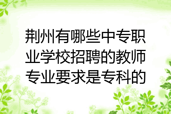 荆州有哪些中专职业学校招聘的教师专业要求是专科的