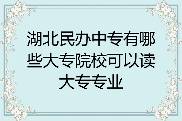 湖北民办中专有哪些大专院校可以读大专专业