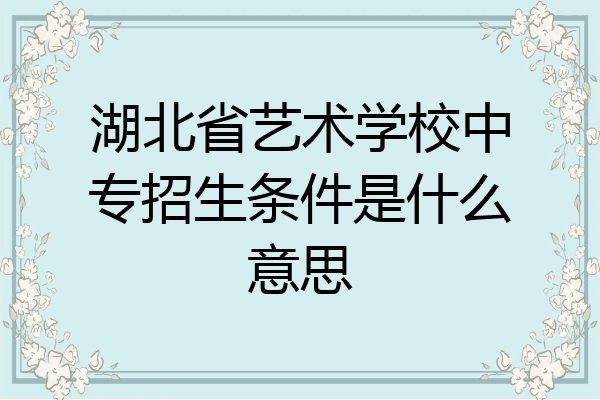 湖北省艺术学校中专招生条件是什么意思