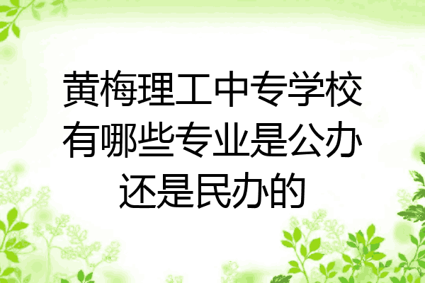 黄梅理工中专学校有哪些专业是公办还是民办的