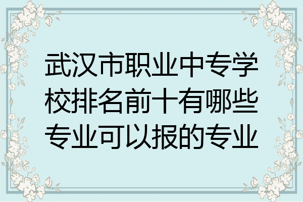 武汉市职业中专学校排名前十有哪些专业可以报的专业