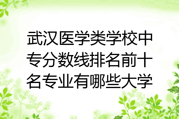武汉医学类学校中专分数线排名前十名专业有哪些大学