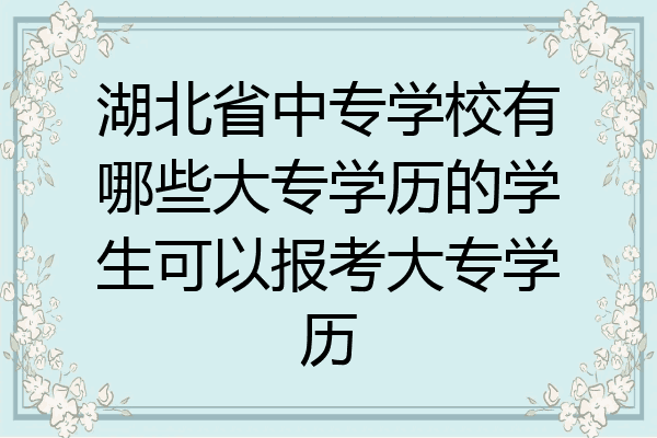 湖北省中专学校有哪些大专学历的学生可以报考大专学历