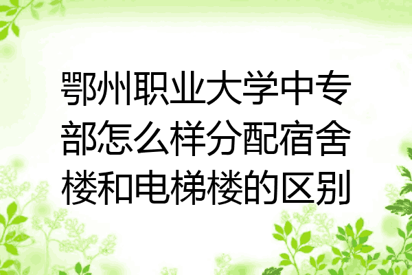 鄂州职业大学中专部怎么样分配宿舍楼和电梯楼的区别