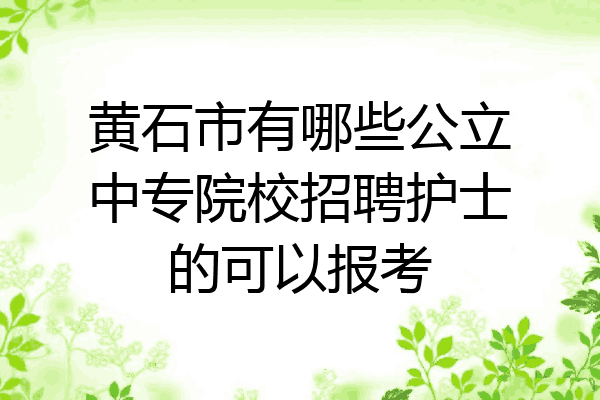 黄石市有哪些公立中专院校招聘护士的可以报考