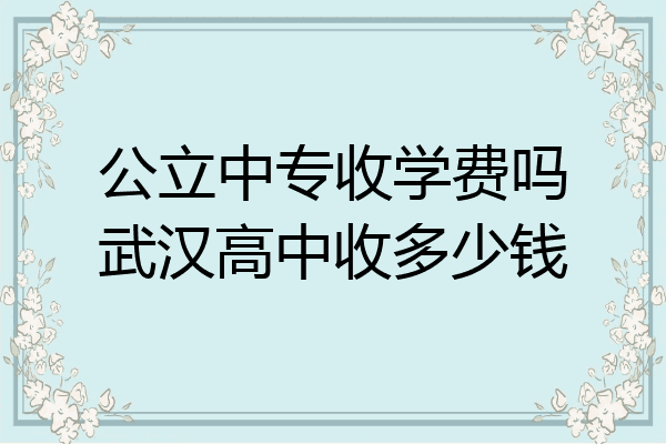 公立中专收学费吗武汉高中收多少钱