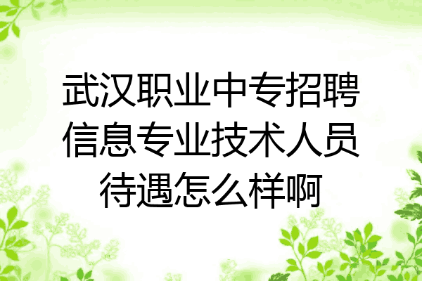 武汉职业中专招聘信息专业技术人员待遇怎么样啊