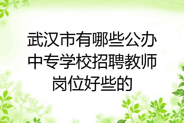 武汉市有哪些公办中专学校招聘教师岗位好些的