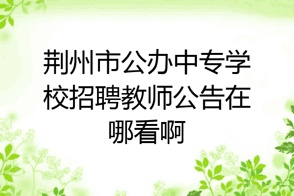 荆州市公办中专学校招聘教师公告在哪看啊