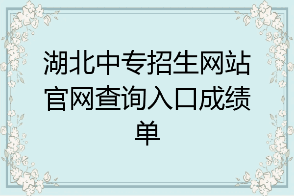 湖北中专招生网站官网查询入口成绩单