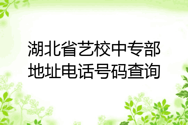 湖北省艺校中专部地址电话号码查询