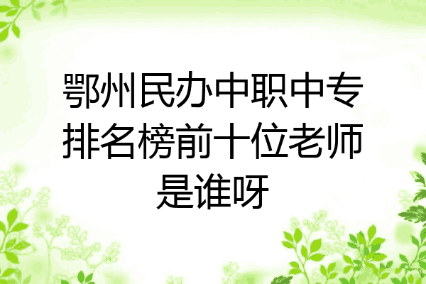 鄂州民办中职中专排名榜前十位老师是谁呀