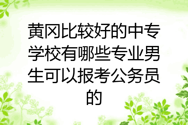 黄冈比较好的中专学校有哪些专业男生可以报考公务员的