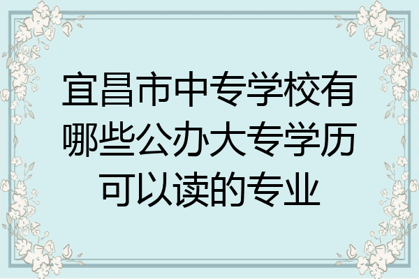宜昌市中专学校有哪些公办大专学历可以读的专业