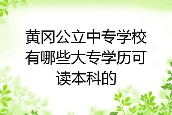 黄冈公立中专学校有哪些大专学历可读本科的