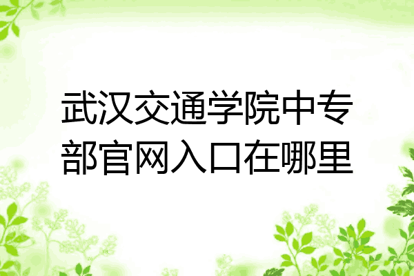 武汉交通学院中专部官网入口在哪里