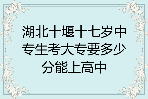 湖北十堰十七岁中专生考大专要多少分能上高中