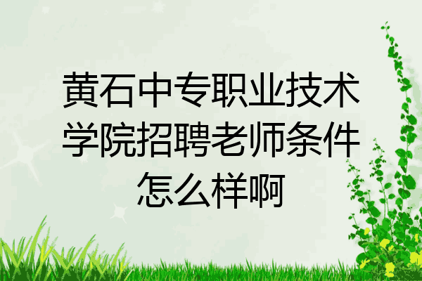 黄石中专职业技术学院招聘老师条件怎么样啊