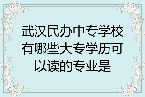 武汉民办中专学校有哪些大专学历可以读的专业是