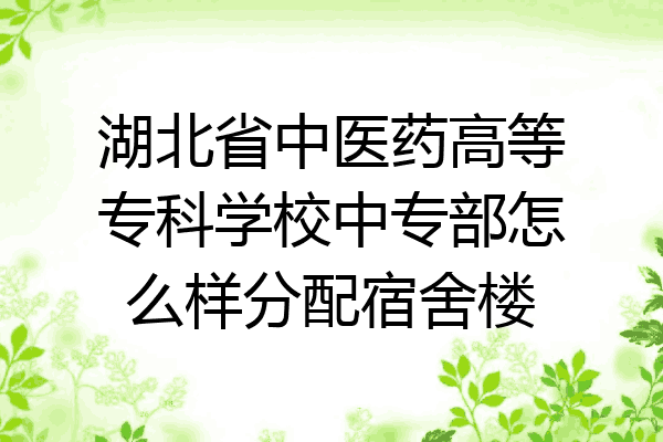 湖北省中医药高等专科学校中专部怎么样分配宿舍楼