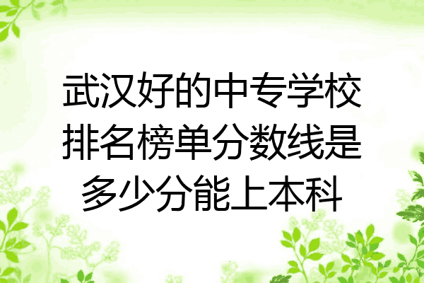 武汉好的中专学校排名榜单分数线是多少分能上本科