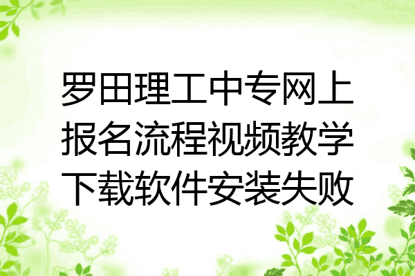 罗田理工中专网上报名流程视频教学下载软件安装失败