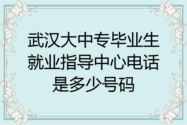 武汉大中专毕业生就业指导中心电话是多少号码