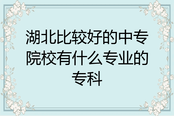 湖北比较好的中专院校有什么专业的专科