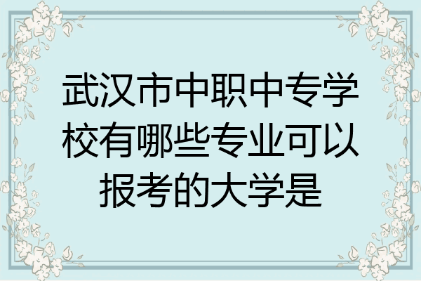 武汉市中职中专学校有哪些专业可以报考的大学是