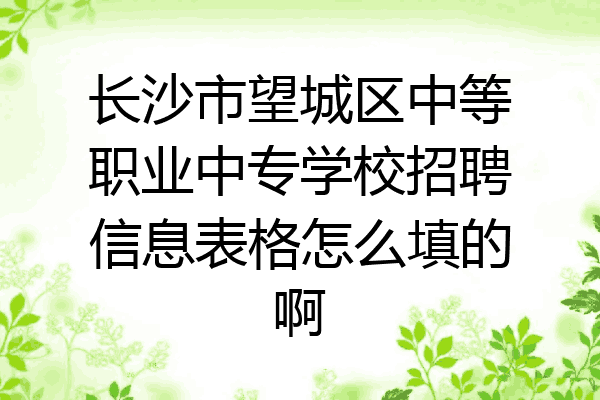 长沙市望城区中等职业中专学校招聘信息表格怎么填的啊