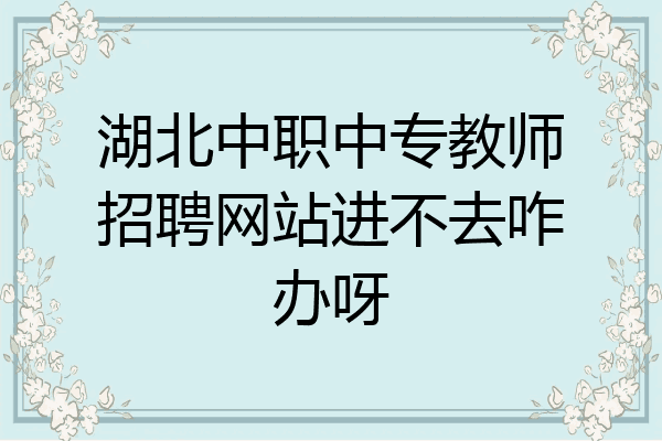 湖北中职中专教师招聘网站进不去咋办呀