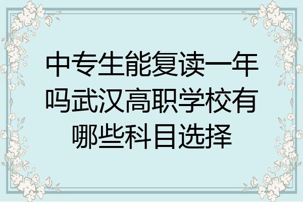 中专生能复读一年吗武汉高职学校有哪些科目选择