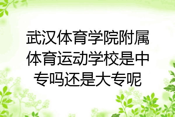 武汉体育学院附属体育运动学校是中专吗还是大专呢