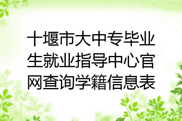 十堰市大中专毕业生就业指导中心官网查询学籍信息表