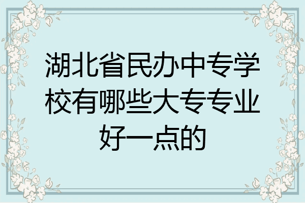 湖北省民办中专学校有哪些大专专业好一点的