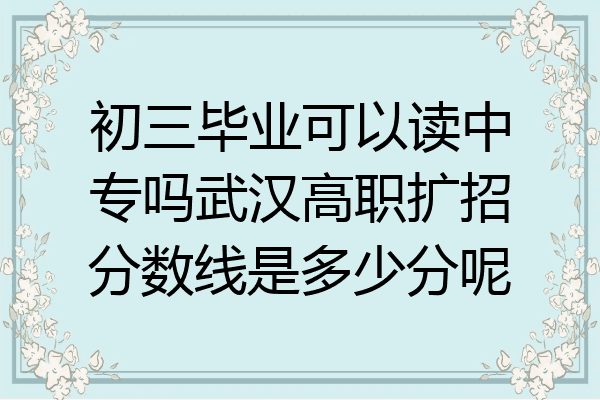 初三毕业可以读中专吗武汉高职扩招分数线是多少分呢