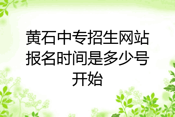 黄石中专招生网站报名时间是多少号开始