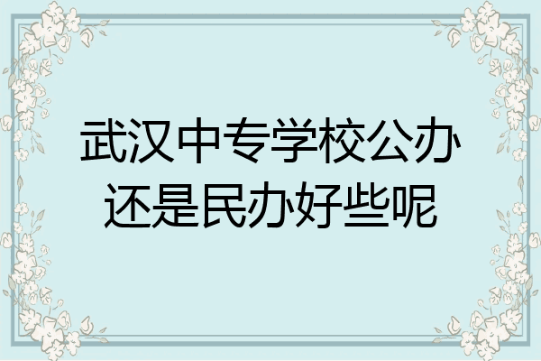 武汉中专学校公办还是民办好些呢