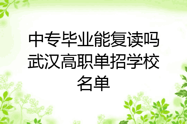 中专毕业能复读吗武汉高职单招学校名单