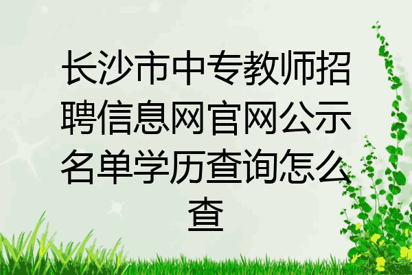 长沙市中专教师招聘信息网官网公示名单学历查询怎么查