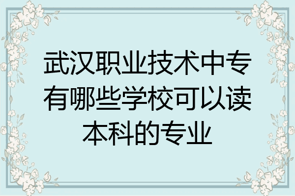 武汉职业技术中专有哪些学校可以读本科的专业