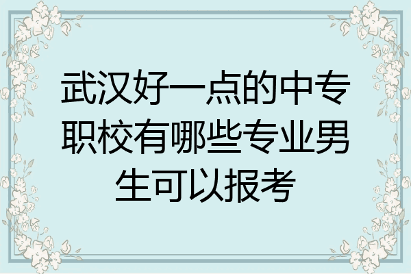 武汉好一点的中专职校有哪些专业男生可以报考