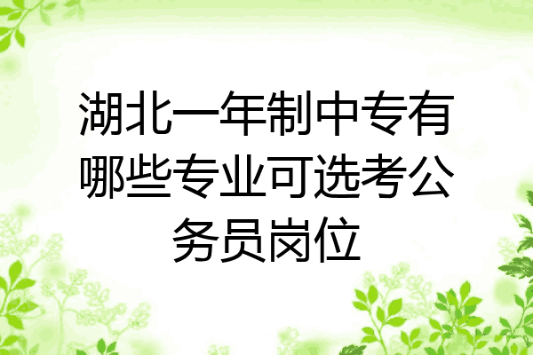 湖北一年制中专有哪些专业可选考公务员岗位