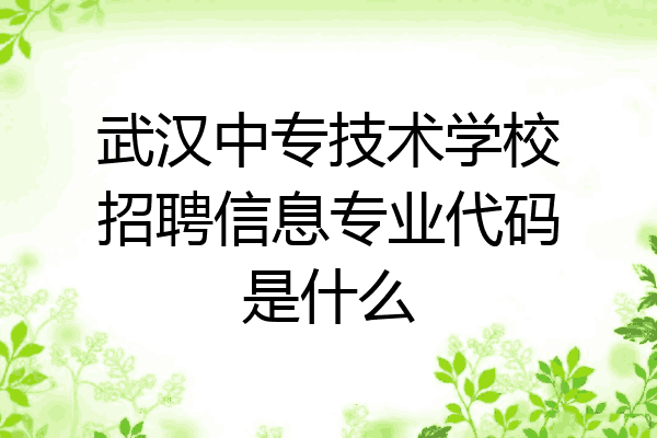 武汉中专技术学校招聘信息专业代码是什么