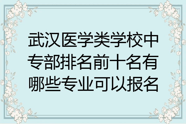 武汉医学类学校中专部排名前十名有哪些专业可以报名
