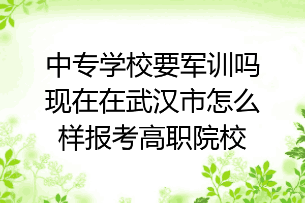 中专学校要军训吗现在在武汉市怎么样报考高职院校