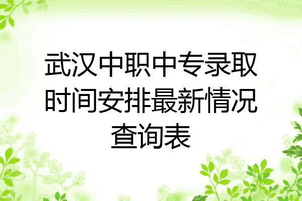 武汉中职中专录取时间安排最新情况查询表